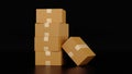 Stack of cardboard box carton or parcel. concept of delivering goods, 3D rendering
