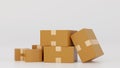 Stack of cardboard box carton or parcel. concept of delivering goods, 3D rendering