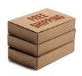 Stack of cardboard boxes. Free shipping. Royalty Free Stock Photo