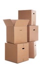 Stack of cardboard boxes isolated Royalty Free Stock Photo