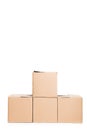 stack of cardboard boxes, isolated Royalty Free Stock Photo