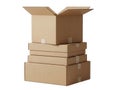 Stack of cardboard boxes isolated on transparent background Royalty Free Stock Photo