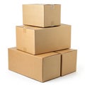 Stack of cardboard boxes isolated on white background Royalty Free Stock Photo