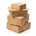 Stack of cardboard boxes isolated on white background Royalty Free Stock Photo