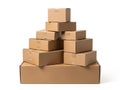 Stack of cardboard boxes isolated on white background Royalty Free Stock Photo