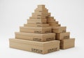 Stack of cardboard boxes isolated on white background Royalty Free Stock Photo