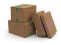 Stack of cardboard boxes isolated on white background Royalty Free Stock Photo