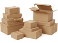 Stack of cardboard boxes isolated on white background Royalty Free Stock Photo