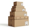 Stack of cardboard boxes isolated on white background Royalty Free Stock Photo