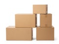 Stack of cardboard boxes isolated on white background Royalty Free Stock Photo
