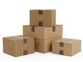 Stack of cardboard boxes isolated on white background Royalty Free Stock Photo