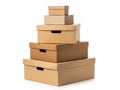 Stack of cardboard boxes isolated on white background Royalty Free Stock Photo