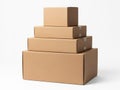 Stack of cardboard boxes isolated on white background Royalty Free Stock Photo