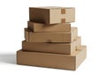 Stack of cardboard boxes isolated on white background Royalty Free Stock Photo