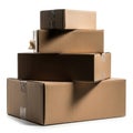 Stack of cardboard boxes isolated on white background Royalty Free Stock Photo