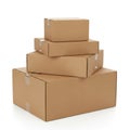 Stack of cardboard boxes isolated on white background Royalty Free Stock Photo