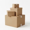 Stack of cardboard boxes isolated on white background Royalty Free Stock Photo