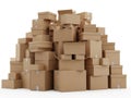 Stack of cardboard boxes isolated on white background Royalty Free Stock Photo
