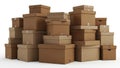 Stack of cardboard boxes isolated on white background Royalty Free Stock Photo