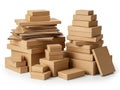Stack of cardboard boxes isolated on white background Royalty Free Stock Photo