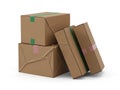 Stack of cardboard boxes isolated on white background Royalty Free Stock Photo