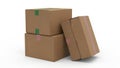 Stack of cardboard boxes isolated on white background Royalty Free Stock Photo