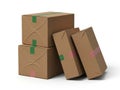 Stack of cardboard boxes isolated on white background Royalty Free Stock Photo