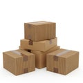 Stack of cardboard boxes isolated on white background Royalty Free Stock Photo