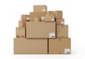Stack of cardboard boxes isolated on white background Royalty Free Stock Photo