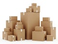 Stack of cardboard boxes isolated on white background Royalty Free Stock Photo