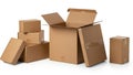 Stack of cardboard boxes isolated on white background Royalty Free Stock Photo