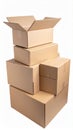 Stack of Cardboard Boxes Isolated on White Background for Shipping and Moving Royalty Free Stock Photo