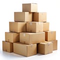 Stack of Cardboard Boxes isolated on white background Royalty Free Stock Photo