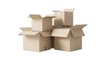 Stack of cardboard boxes isolated on white background isolated on transparent background, isolated on white background Royalty Free Stock Photo