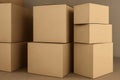 A stack of cardboard boxes, a lot of objects. Generative AI Royalty Free Stock Photo