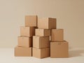 Stack of Cardboard Boxes Packaging for Moving, Storage or Delivery Concept. Royalty Free Stock Photo