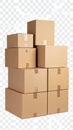 Stack of cardboard boxes ready for moving, storage, or shipping against a transparent background. Royalty Free Stock Photo