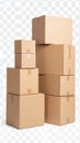 Stack of cardboard boxes ready for shipping and delivery, isolated on transparent background. Royalty Free Stock Photo