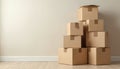 Stack of cardboard boxes signifies moving, home relocation, new beginnings. Boxes essential for packing, organizing, transporting Royalty Free Stock Photo