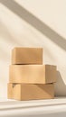 Stack of cardboard boxes under natural sunlight creating shadows Royalty Free Stock Photo