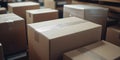 A stack of cardboard boxes in a warehouse Royalty Free Stock Photo