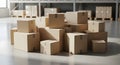 Stacked Cardboard Boxes in a Modern Warehouse Royalty Free Stock Photo
