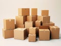 A stack of cardboard boxes with a white background Royalty Free Stock Photo