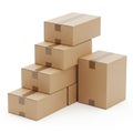 Stack of Cardboard Moving Boxes on White Background cardboard boxes shipping boxes Royalty Free Stock Photo