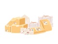 Stack cardboard and paper postal correspondence vector illustration on white background