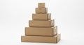 Stack of cardboard shipping boxes arranged in a pyramid shape for delivery and storage Royalty Free Stock Photo