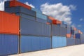 Stack of cargo containers at container yard with cloud Royalty Free Stock Photo