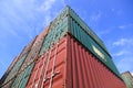 Stack of Cargo Containers at the docks Royalty Free Stock Photo