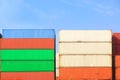 Stack of Cargo Containers in an intermodal yard Royalty Free Stock Photo