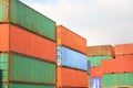 Stack of Cargo Containers in an intermodal yard Royalty Free Stock Photo